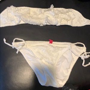 Victoria’s Secret White Lace Bandeau top swimsuit